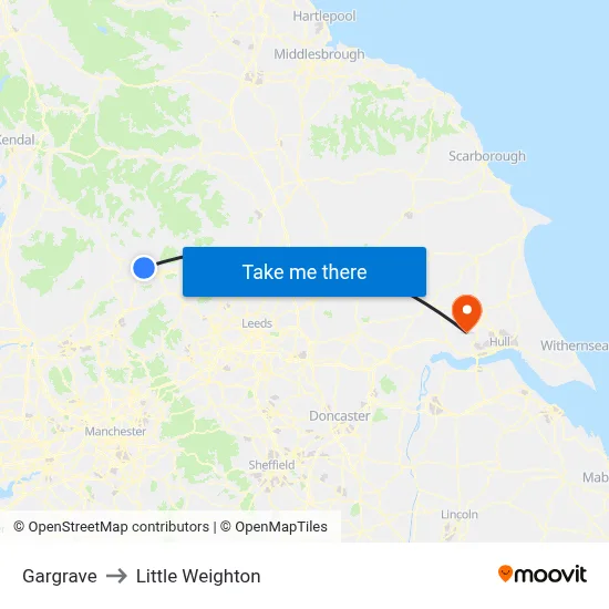Gargrave to Little Weighton map