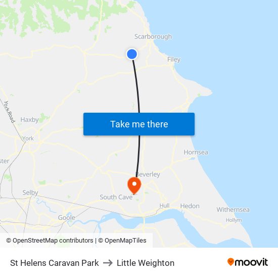 St Helens Caravan Park to Little Weighton map