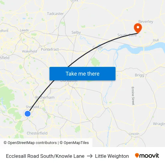 Ecclesall Road South/Knowle Lane to Little Weighton map