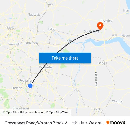 Greystones Road/Whiston Brook View to Little Weighton map