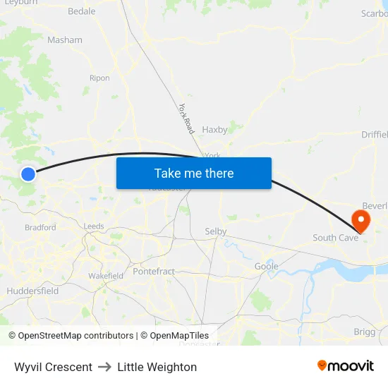 Wyvil Crescent to Little Weighton map