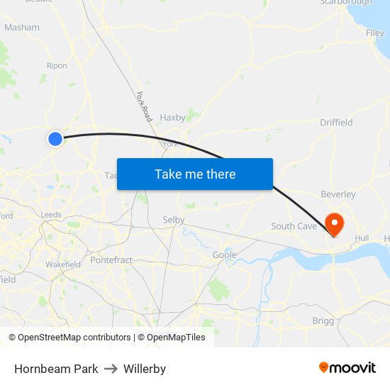 Hornbeam Park to Willerby map