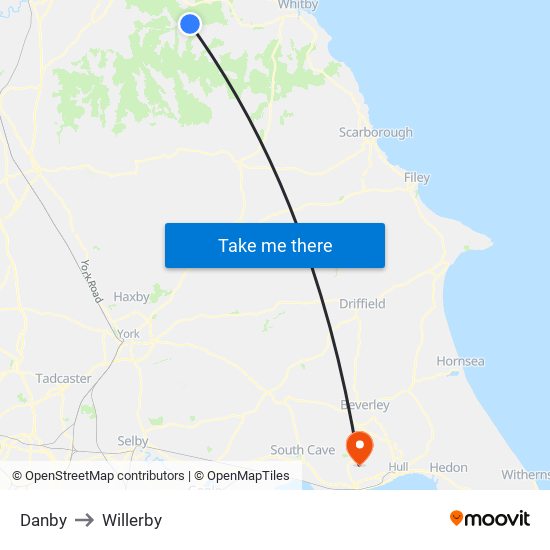 Danby to Willerby map