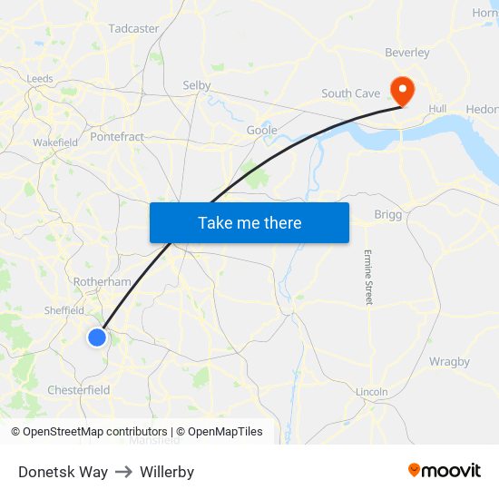 Donetsk Way to Willerby map