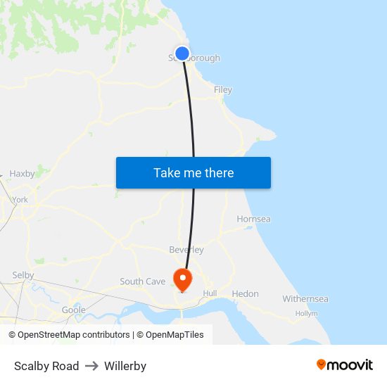 Scalby Road to Willerby map