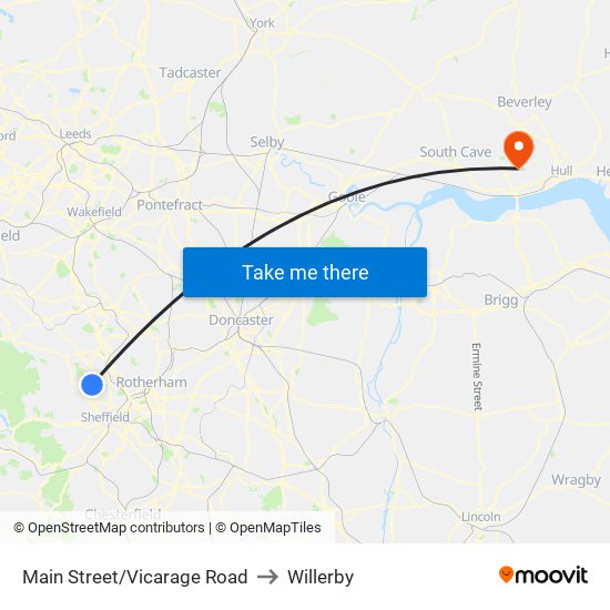 Main Street/Vicarage Road to Willerby map