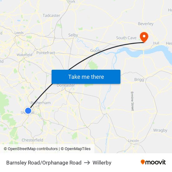 Barnsley Road/Orphanage Road to Willerby map