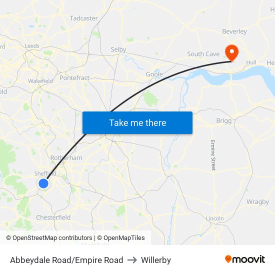 Abbeydale Road/Empire Road to Willerby map