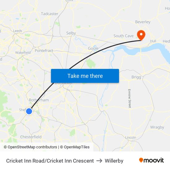 Cricket Inn Road/Cricket Inn Crescent to Willerby map