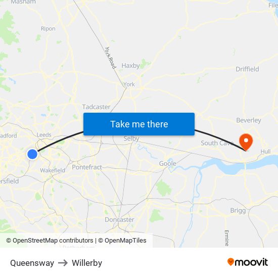 Queensway to Willerby map