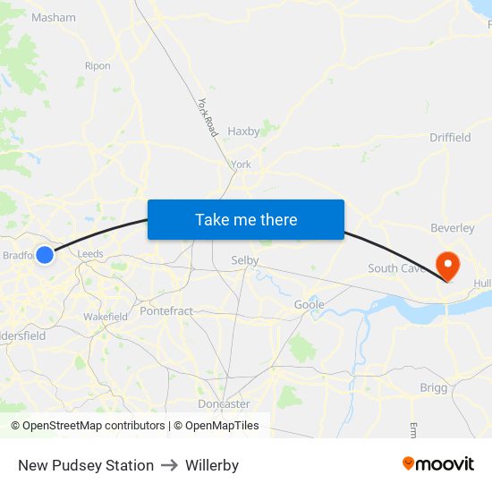 New Pudsey Station to Willerby map