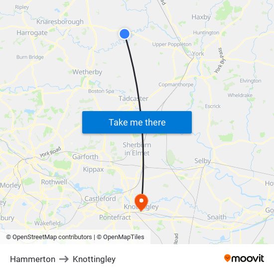 Hammerton to Knottingley map