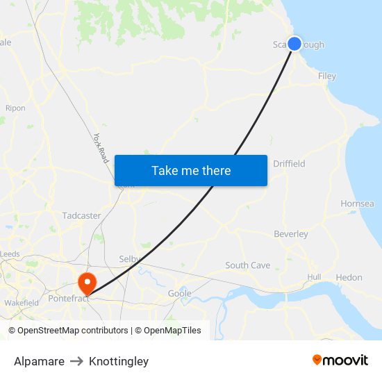 Alpamare to Knottingley map