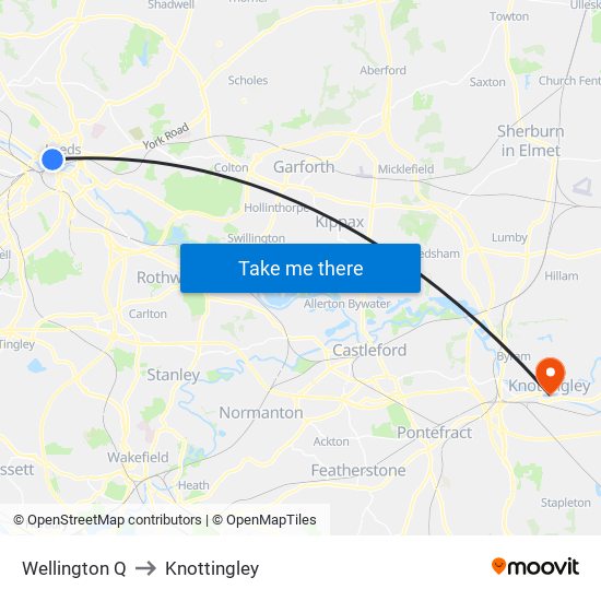 Wellington Q to Knottingley map