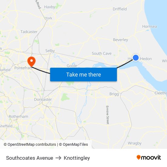 Southcoates Avenue to Knottingley map