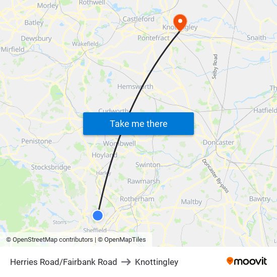 Herries Road/Fairbank Road to Knottingley map