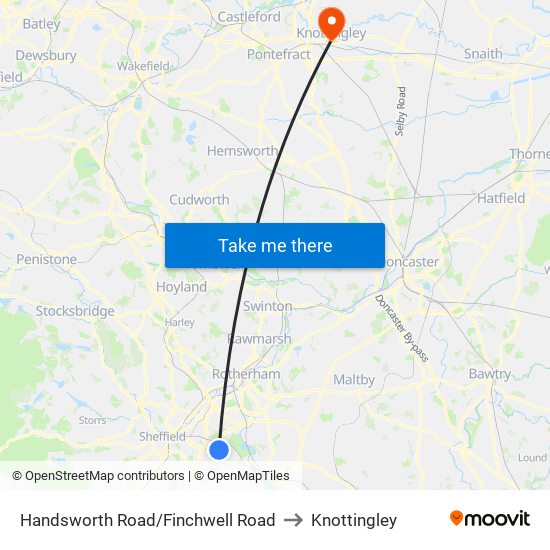 Handsworth Road/Finchwell Road to Knottingley map