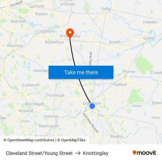 Cleveland Street/Young Street to Knottingley map