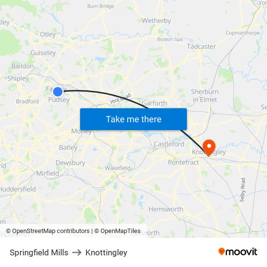 Springfield Mills to Knottingley map