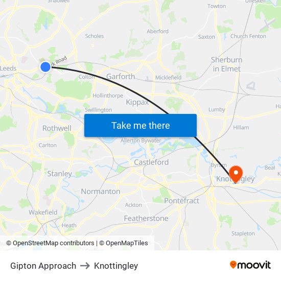 Gipton Approach to Knottingley map