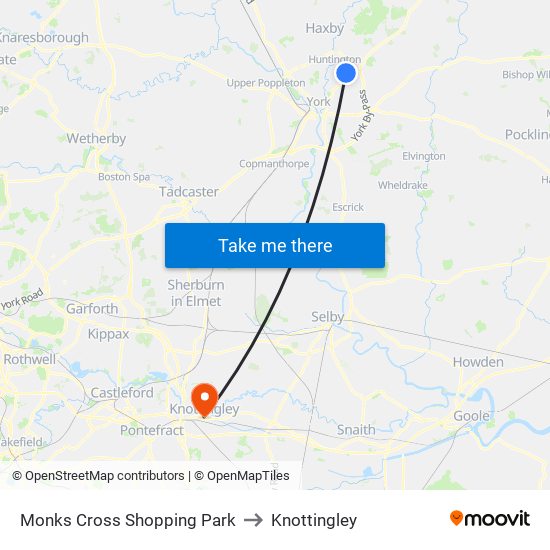 Monks Cross Shopping Park to Knottingley map