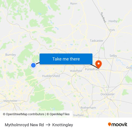 Mytholmroyd New Rd to Knottingley map