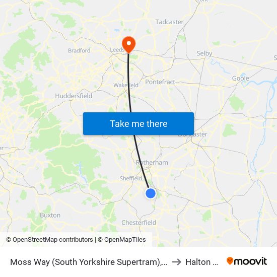 Moss Way (South Yorkshire Supertram), Waterthorpe to Halton Moor map