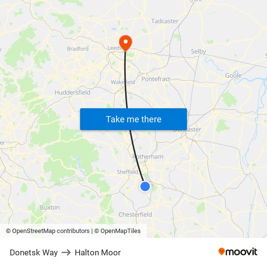 Donetsk Way to Halton Moor map