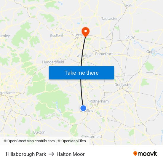 Hillsborough Park to Halton Moor map