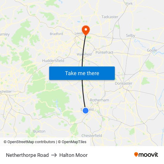 Netherthorpe Road to Halton Moor map