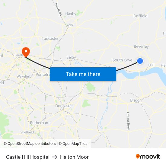Castle Hill Hospital to Halton Moor map
