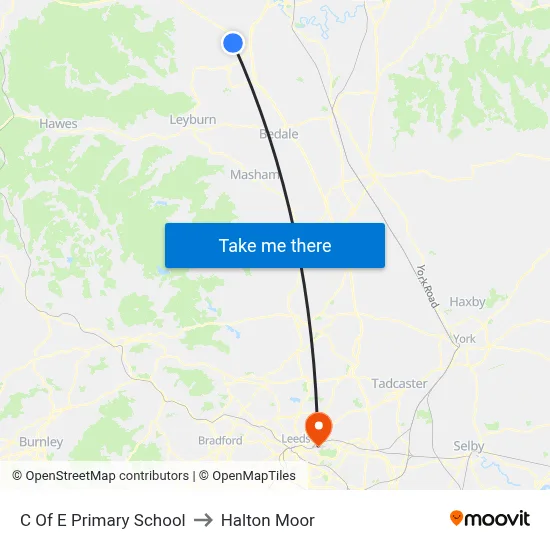 C Of E Primary School to Halton Moor map