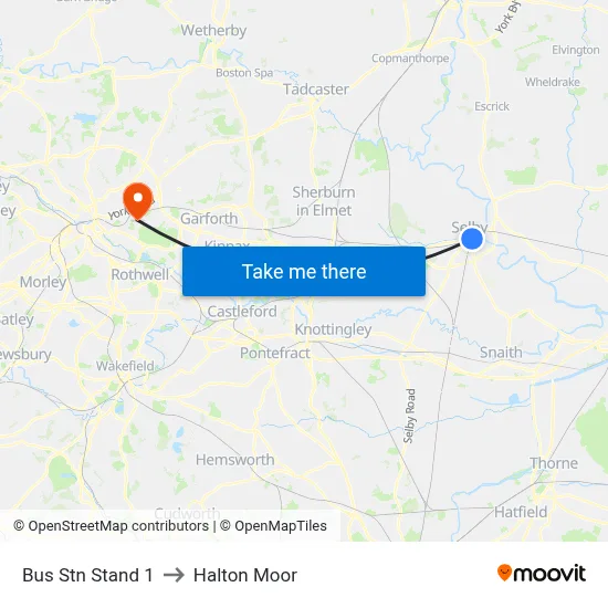 Bus Stn Stand 1 to Halton Moor map