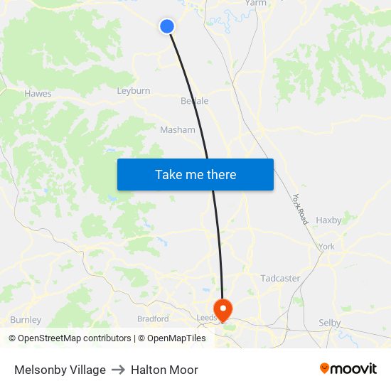 Melsonby Village to Halton Moor map