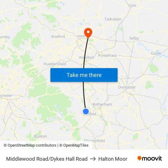 Middlewood Road/Dykes Hall Road to Halton Moor map