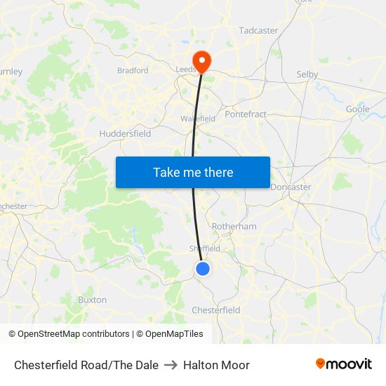 Chesterfield Road/The Dale to Halton Moor map