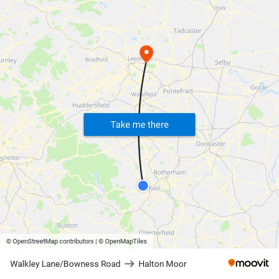 Walkley Lane/Bowness Road to Halton Moor map