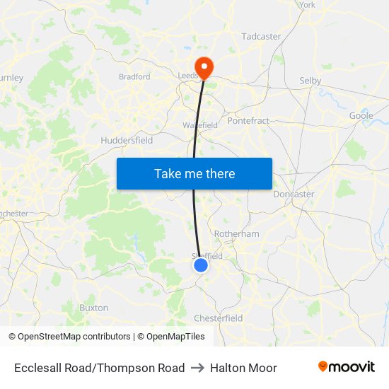 Ecclesall Road/Thompson Road to Halton Moor map