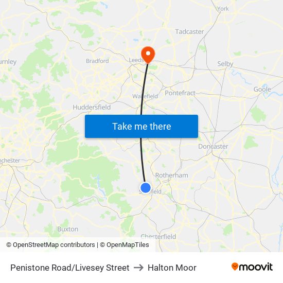 Penistone Road/Livesey Street to Halton Moor map