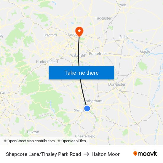 Shepcote Lane/Tinsley Park Road to Halton Moor map