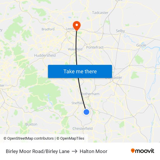 Birley Moor Road/Birley Lane to Halton Moor map