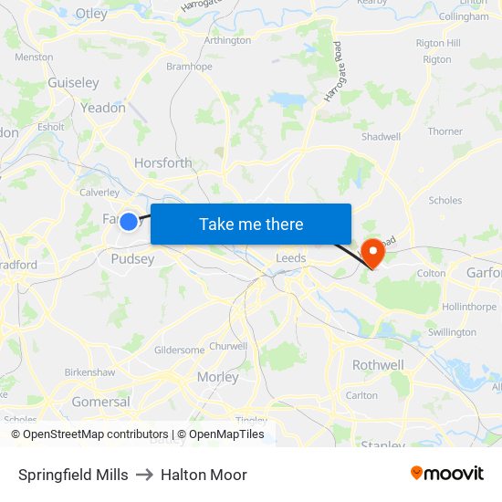 Springfield Mills to Halton Moor map