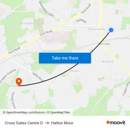 Cross Gates Centre D to Halton Moor map