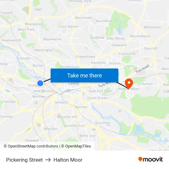 Pickering Street to Halton Moor map