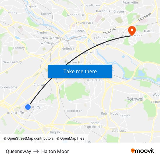 Queensway to Halton Moor map