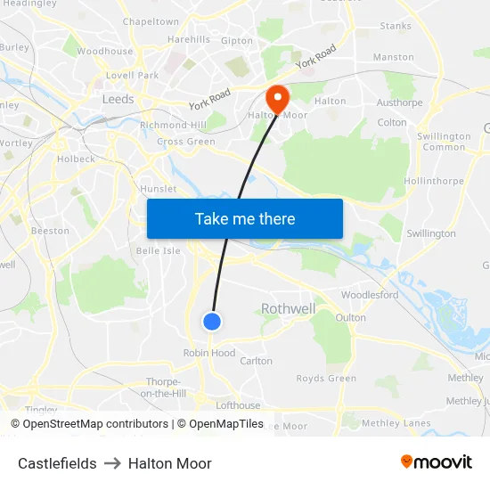 Castlefields to Halton Moor map