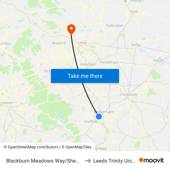 Blackburn Meadows Way/Sheffield Road to Leeds Trinity University map