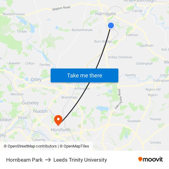 Hornbeam Park to Leeds Trinity University map
