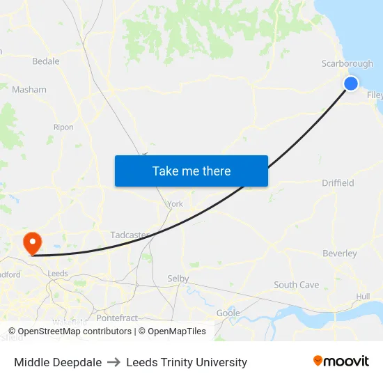 Middle Deepdale to Leeds Trinity University map