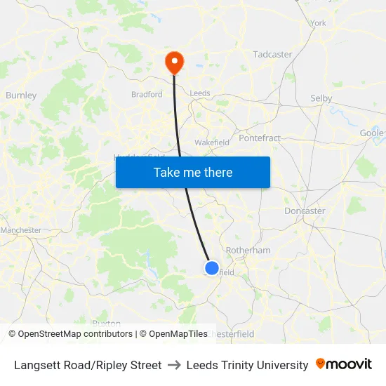 Langsett Road/Ripley Street to Leeds Trinity University map